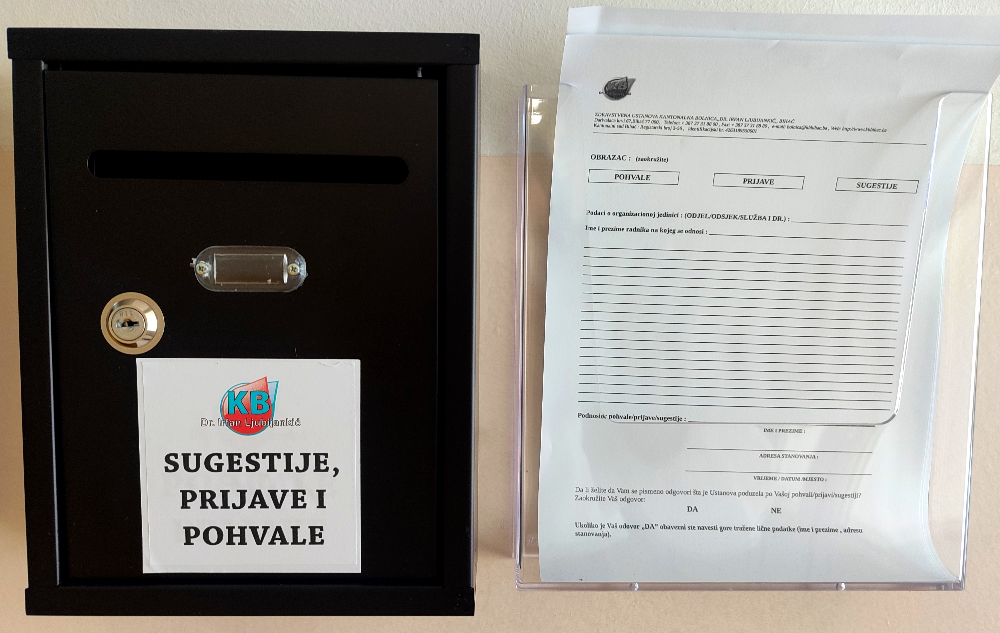 Otvoreni sandučići za pohvale,primjedbe i sugestije pacijenata